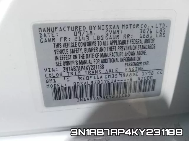 3N1AB7AP4KY231188 фото 2