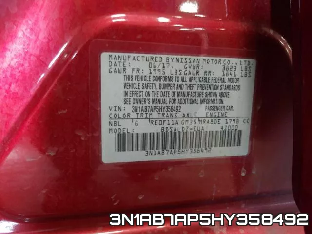 3N1AB7AP5HY358492 фото 2