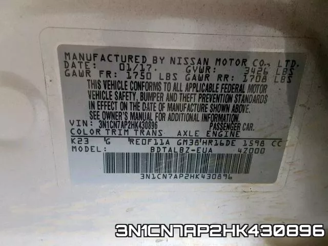 3N1CN7AP2HK430896 фото 2