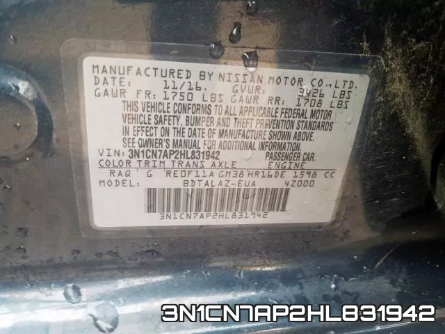 3N1CN7AP2HL831942 фото 2