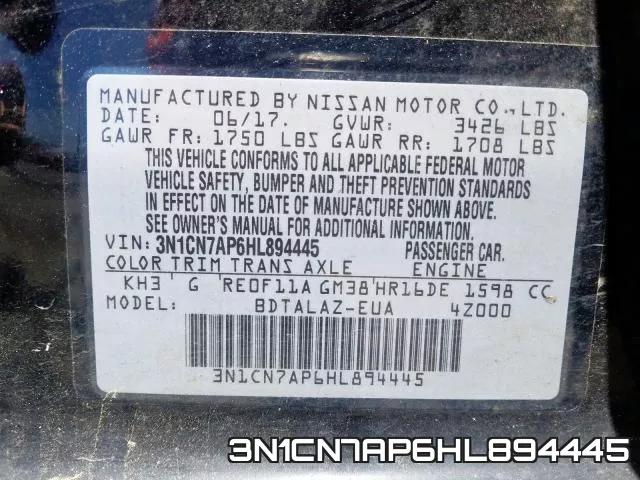 3N1CN7AP6HL894445 фото 2
