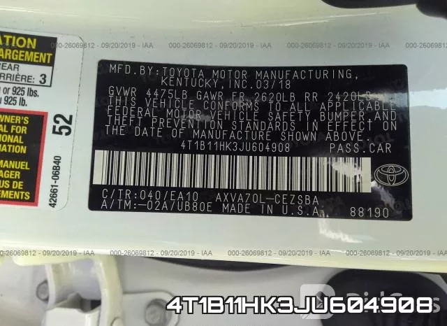 4T1B11HK3JU604908 фото 10