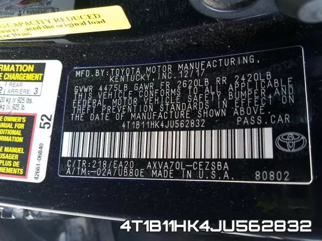 4T1B11HK4JU562832 фото 2