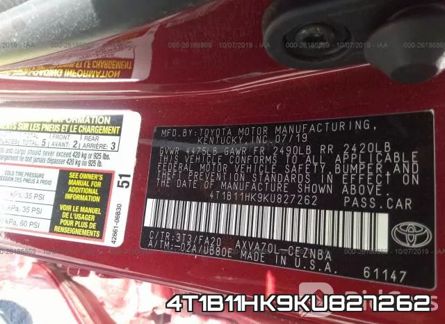 4T1B11HK9KU827262 фото 10