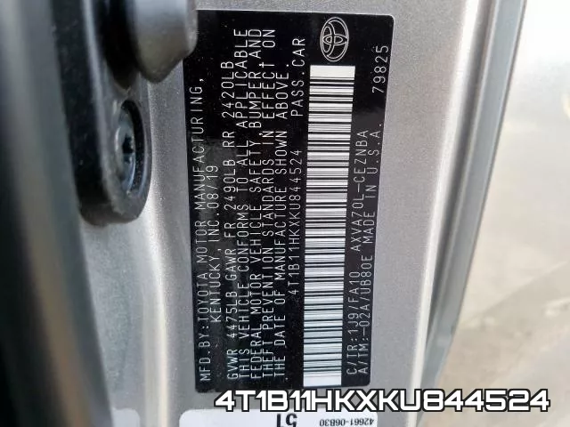 4T1B11HKXKU844524 фото 2