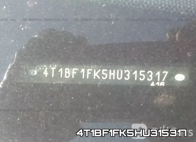 4T1BF1FK5HU315317 фото 10