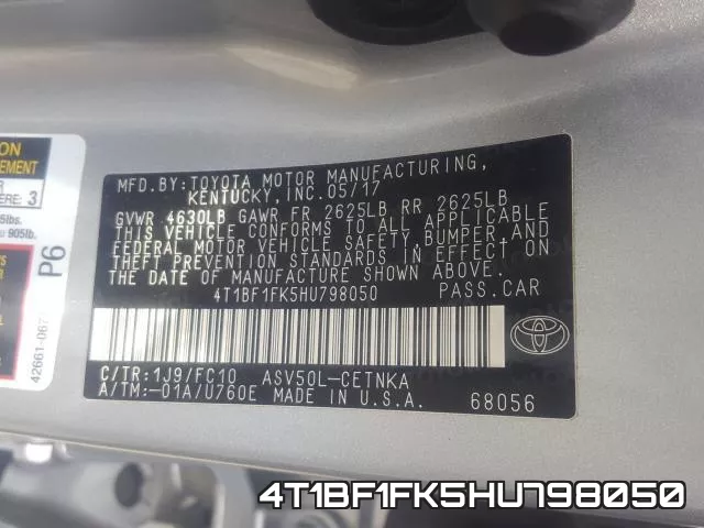 4T1BF1FK5HU798050 фото 2