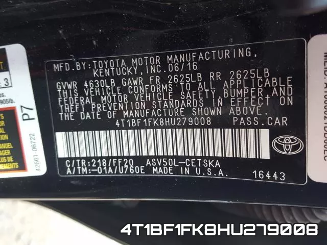 4T1BF1FK8HU279008 фото 2