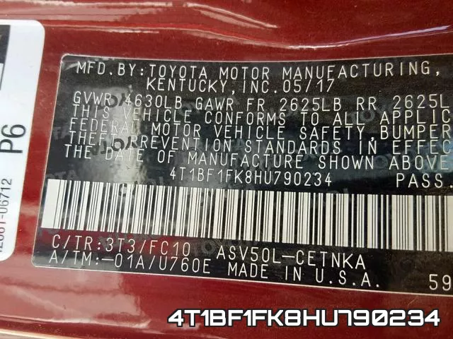 4T1BF1FK8HU790234 фото 2