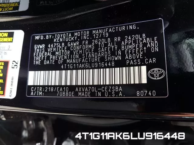 4T1G11AK6LU916448 фото 2