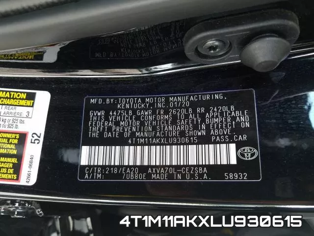 4T1M11AKXLU930615 фото 2
