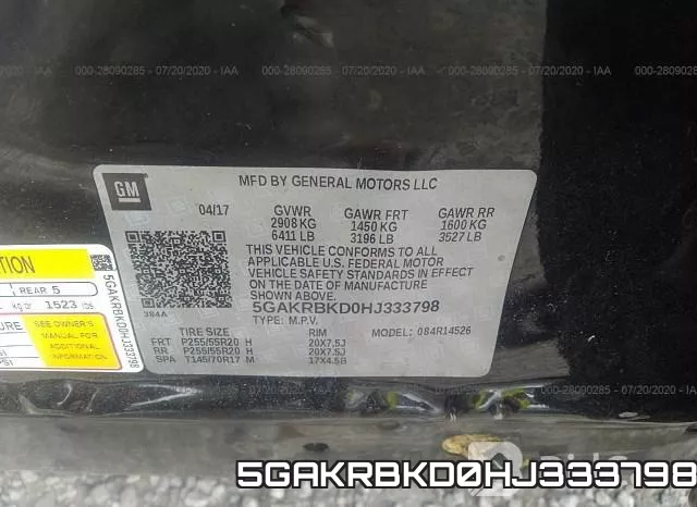5GAKRBKD0HJ333798 фото 10
