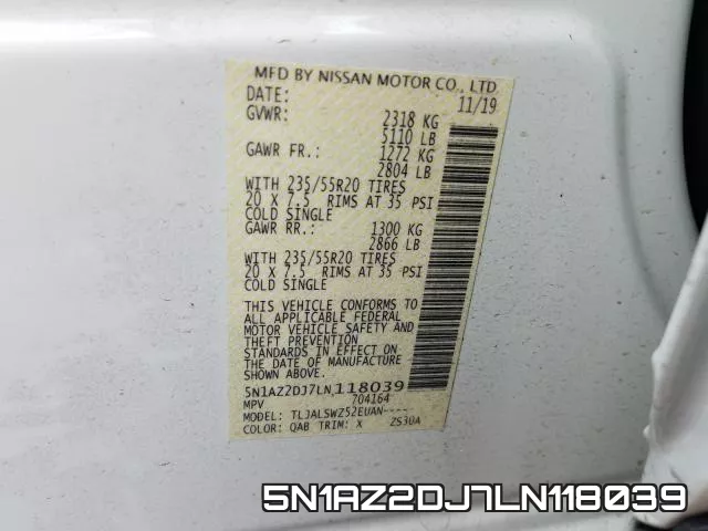 5N1AZ2DJ7LN118039 фото 2