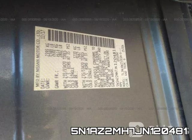 5N1AZ2MH7JN120481 фото 10