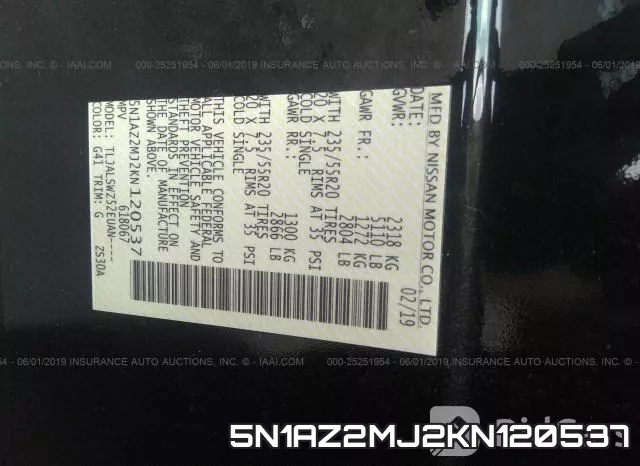5N1AZ2MJ2KN120537 фото 10