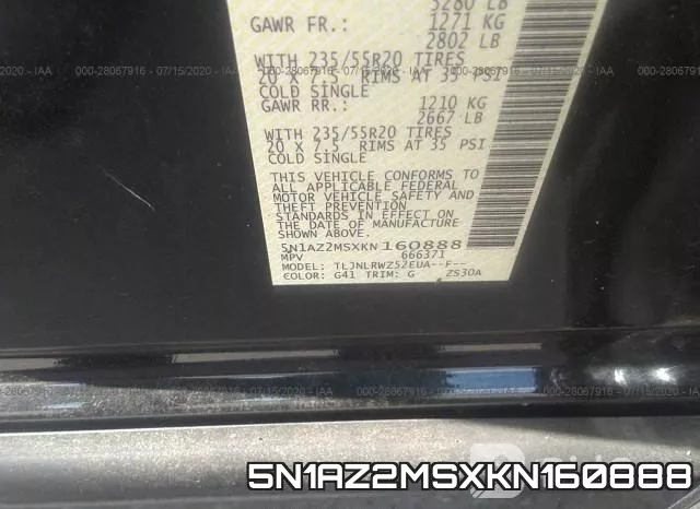 5N1AZ2MSXKN160888 фото 10