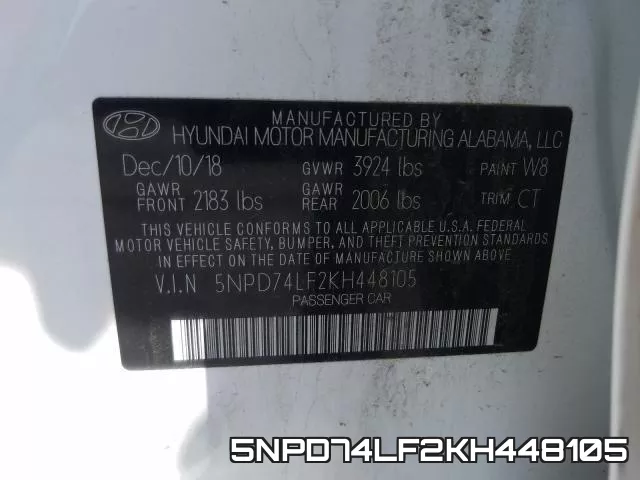 5NPD74LF2KH448105 фото 2