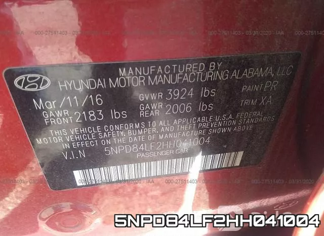 5NPD84LF2HH041004 фото 10