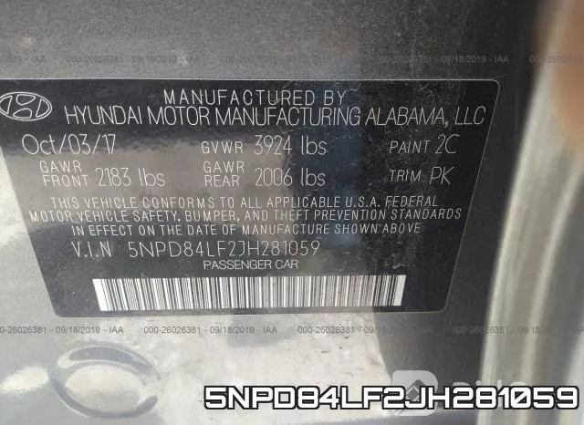 5NPD84LF2JH281059 фото 10