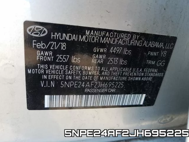 5NPE24AF2JH695225 фото 2