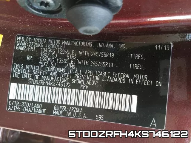 5TDDZRFH4KS746122 фото 2