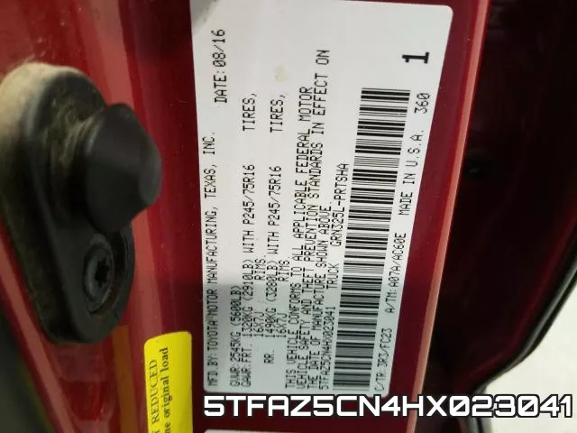 5TFAZ5CN4HX023041 фото 2