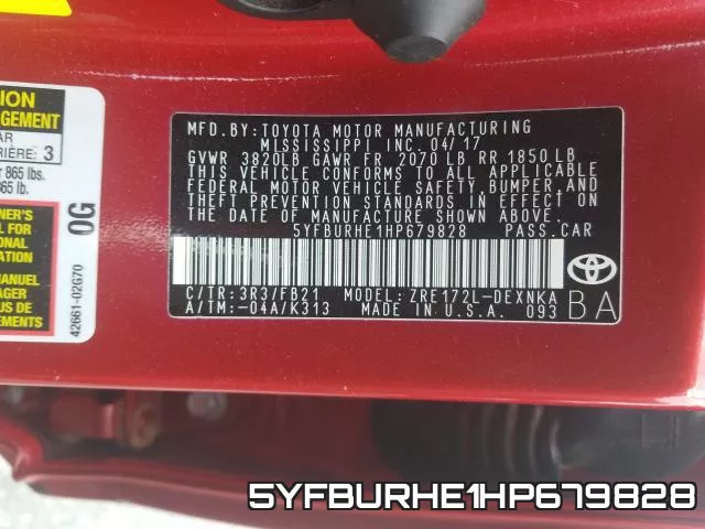 5YFBURHE1HP679828 фото 2