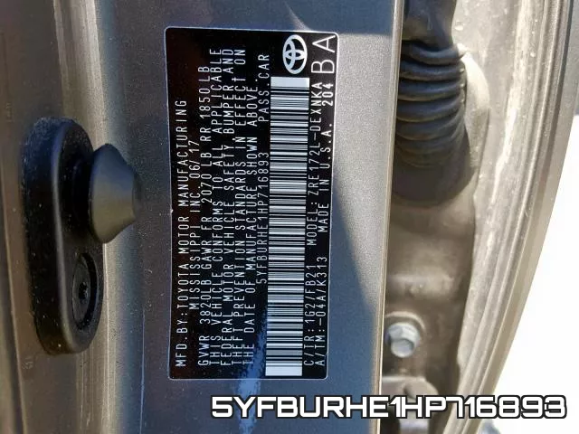 5YFBURHE1HP716893 фото 2