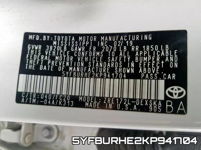 5YFBURHE2KP941704 фото 2