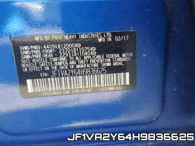 JF1VA2Y64H9836625 фото 2