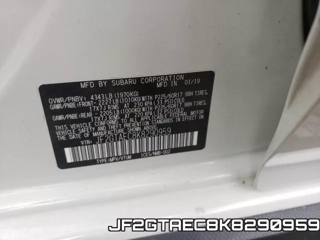JF2GTAEC8K8290959 фото 2