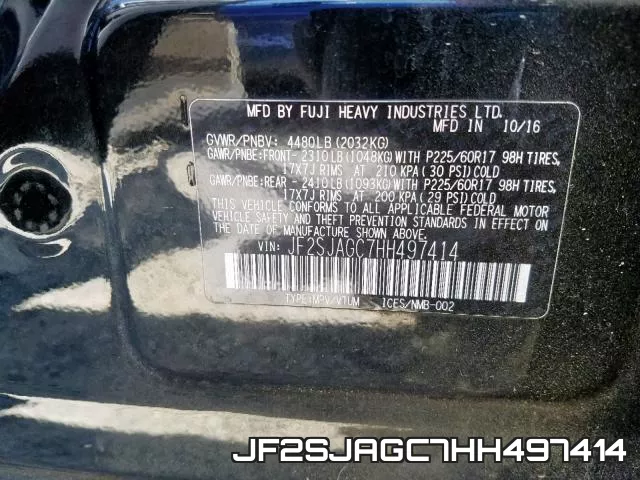 JF2SJAGC7HH497414 фото 2