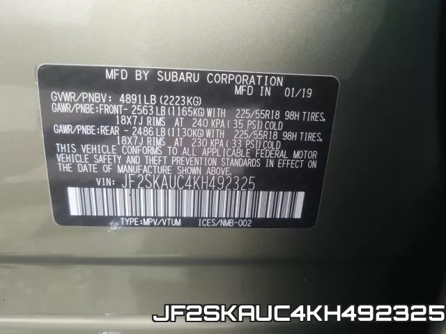 JF2SKAUC4KH492325 фото 2