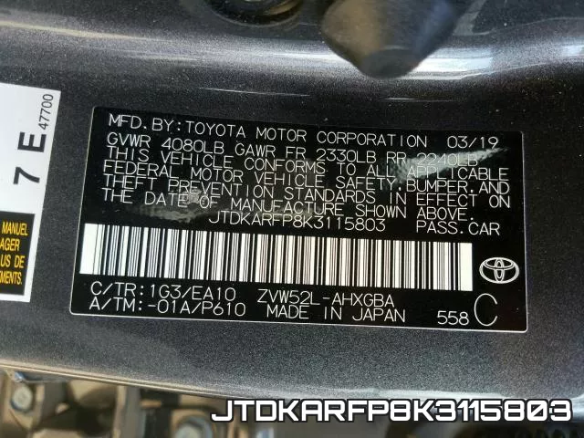 JTDKARFP8K3115803 фото 2