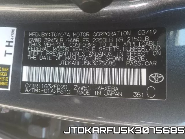 JTDKARFU5K3075685 фото 2