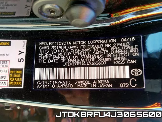 JTDKBRFU4J3065600 фото 2