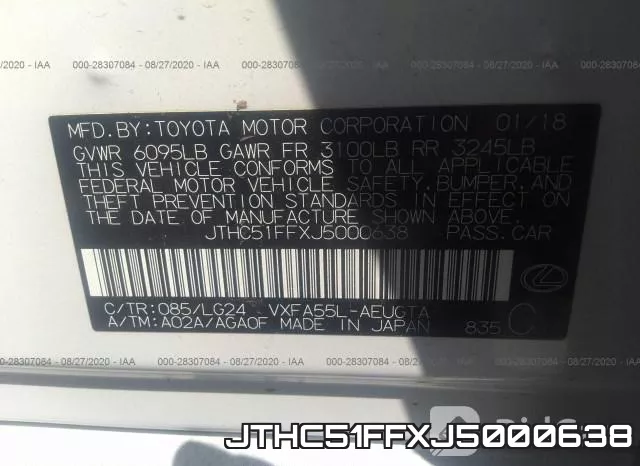 JTHC51FFXJ5000638 фото 10