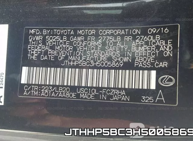 JTHHP5BC3H5005869 фото 10