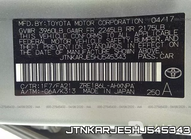 JTNKARJE5HJ545343 фото 10