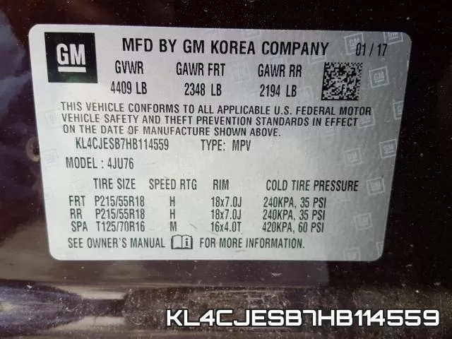 KL4CJESB7HB114559 фото 2
