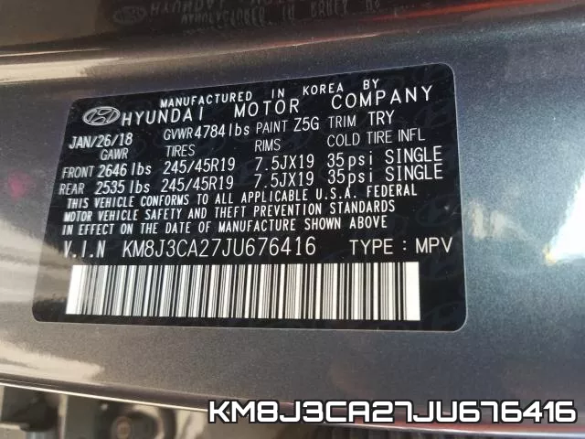 KM8J3CA27JU676416 фото 2