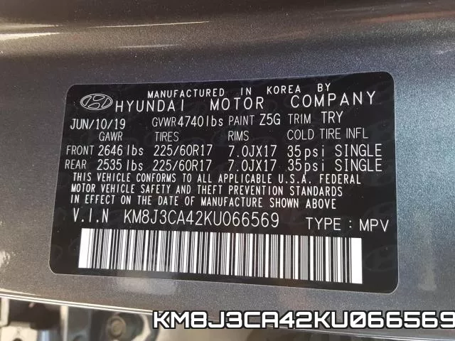 KM8J3CA42KU066569 фото 2