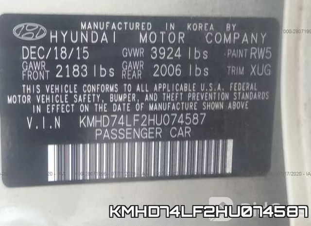 KMHD74LF2HU074587 фото 10
