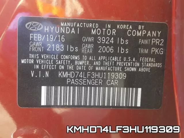KMHD74LF3HU119309 фото 2
