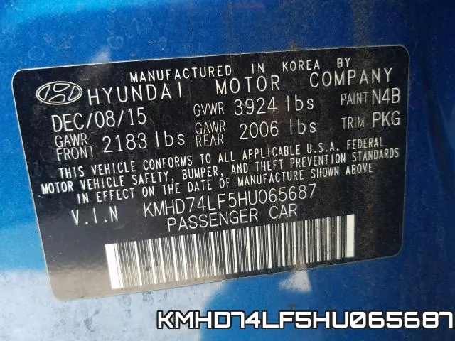 KMHD74LF5HU065687 фото 2