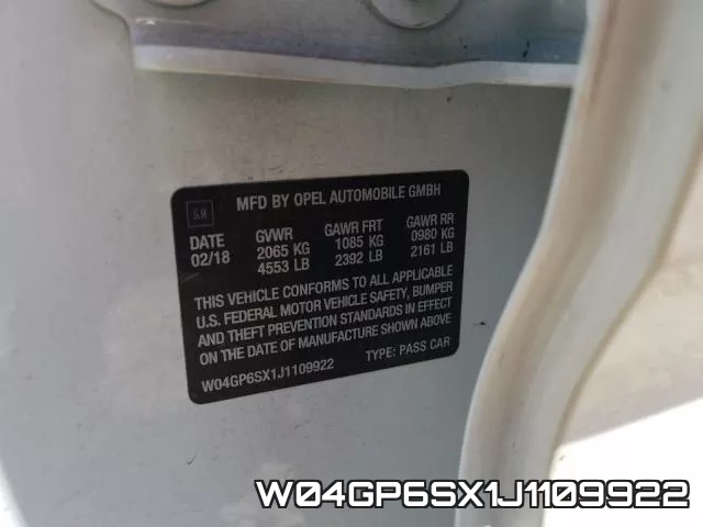 W04GP6SX1J1109922 фото 2