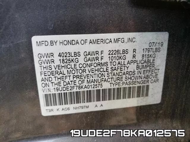 19UDE2F78KA012575 фото 2