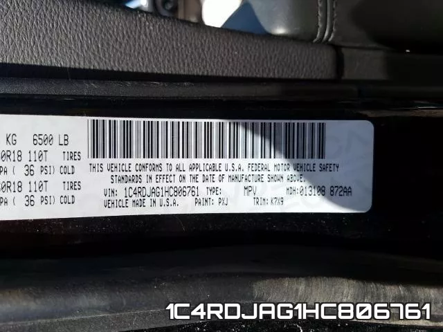 1C4RDJAG1HC806761 фото 2