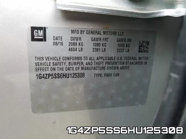 1G4ZP5SS6HU125308 фото 2