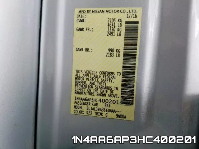 1N4AA6AP3HC400201 фото 2